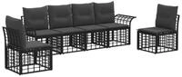 vidaXL Gartenlounge-Set Outdoor-Sofagarnitur 6 Stk. Schwarz und Dunkelgrau...