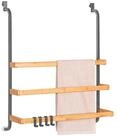 eluno H&auml;ngeregal Handtuchhalter f&uuml;r die Glasduschwand aus Metall und Bambus