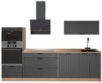 Vicco K&uuml;chenzeile Fame-Line, Dunkelgrau/Goldkraft Eiche, 280 cm, AP Eiche