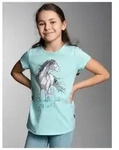 Trigema T-Shirt TRIGEMA T-Shirt mit Pferd (1-tlg) blau 128 (8J)