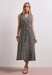 STREET ONE Midikleid Sommerkleid mit grafischem Muster/Split Neck mit...