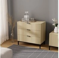 Vicco Kommode Lennox, Eiche/Schwarz, 72 x 69 cm mit 3 Schubladen (1 St)