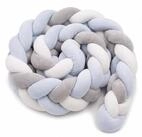 relaxdays Kuschelnest Geflochtene Bettschlange 220cm, Grau-Blau