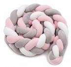 relaxdays Kuschelnest Geflochtene Bettschlange 220cm, Grau-Rosa