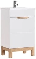 Lomadox Waschtisch SOLNA-56, wei&szlig; Wotaneiche 52/85/40 cm