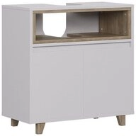 Vicco Waschbeckenunterschrank Elnor, Wei&szlig;/Eiche/Wei&szlig;, 60 x 61 cm mit 2 T&uuml;ren