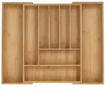 relaxdays Besteckkasten Ausziehbarer Besteckkasten aus Bambus, 43 cm, 7 - 9...