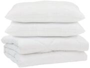vidaXL Bett Bettdecke mit Kissen 3 Stk. Wei&szlig; Mikrofaser (3-tlg)