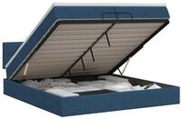 vidaXL Bett Ottoman Bett mit Matratze mit Kopfteil Blau 200 x 200 cm Stoff...