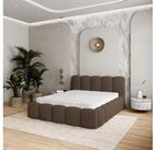 Masseno Polsterbett FALINA 200x200 cm braun (mit Bettkasten und Lattenrost)