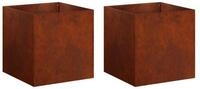 vidaXL Blumentopf Garten-Pflanzgef&auml;&szlig; 2 stk. Rostoptik 25 x 25 x 25 cm (2 St)