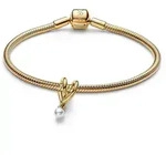 Pandora Perlenarmband 21118, Starter-Set Damenarmband Goldfarben Gewickeltes...