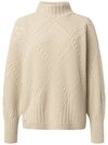 JOOP! Stehkragenpullover Konfia Rautenmuster mit integrierten Zopfstrickdetails,
