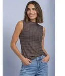 STREET ONE Mesh-Top Turtle Neck Sommer-Top aus Mesh mit Print braun 34 EU