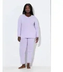 Ulla Popken Pyjama Pyjama Zweiteiler Spitze Kn&ouml;pfe Langarm rosa 50/52