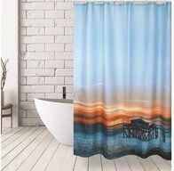 MSV Duschvorhang SUNSET Breite 180 cm, Anti-Schimmel Textil-Duschvorhang, Polyester,