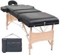 vidaXL Massageliege Massageliege 3 Zonen Tragbar 10 cm Polsterung Schwarz