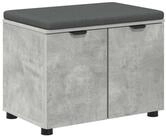 vidaXL Sitzbank Flurbank mit Kissen mit Regal mit T&uuml;r Betongrau 60 x 38 x 46 cm