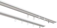 indeko Vorhangschiene Wendeschiene, 2-l&auml;ufig, Aluminium, Innenlaufschiene 1-...