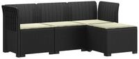 vidaXL Sofaelement 4-Sitzer Garten Sofa mit Kissen Rattan Look PP Anthrazit