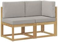 vidaXL Sofaelement Outdoor Mittel- und Ecksofa 2 St&uuml;ck Wei&szlig; Massivholz (2 St)