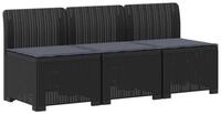 vidaXL Sofaelement 3-Sitzer Garten Sofa mit Kissen Rattan-Look PP Anthrazit