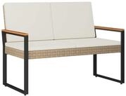 vidaXL Gartenbank 107 x 61 x 80 cm Bank Outdoor Beige und Cremewei&szlig; 107x61x80...