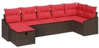 vidaXL Gartenlounge-Set Sofa Set mit Kissen mit Speicher Braun Poly-Rattan,...