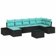 vidaXL Gartenlounge-Set Gartensofa-set 8 stk. Schwarz Poly-Rattan, (8-tlg)