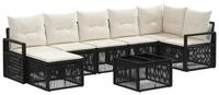 vidaXL Gartenlounge-Set Gartensofa-set 8 stk. Schwarz Poly-Rattan, (8-tlg)