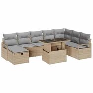 vidaXL Gartenlounge-Set Gartensofa-set 9 stk. Poly-Rattan, (9-tlg) beige