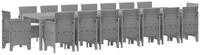 vidaXL Gartenlounge-Set Garten-Esszimmergarnitur mit Kissen 17 stk. Hellgrau PP,