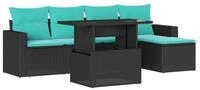 vidaXL Gartenlounge-Set 6-teiliges Gartensofa-Set mit Kissen, schwarzes...