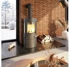 Haas + Sohn Kaminofen VITUS.l schwarz, 3 Scheiben, Warmhalteplatte, Holzfach und