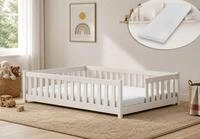 Kids Collective Kinderbett Bodenbett mit Rausfallschutz & Lattenrost Montessori