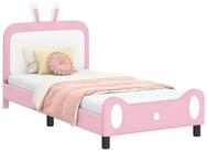 vidaXL Bett Kinderbettgestell mit Kopfteil Rosa 90 x 200 cm PU (1-tlg)