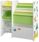 en.casa Kinderregal, &raquo;Vimianzo&laquo; Dinosaurier-Motiv 60 x 65 x 30 cm Gr&uuml;n/Gelb