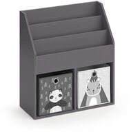 Vicco B&uuml;cherregal Luigi, Grau, 72 x 79 cm mit 2 Faltboxen opt.2, 1-tlg.