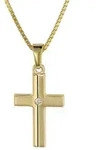 trendor Kreuzkette 08516, Kinder Kreuz Gold 333 mit Zirkonia und goldplattierte...