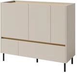 Masseno Kommode MURO 120 cm Sideboard mit 2 Schubladen und 3 T&uuml;ren Beige