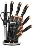 Cheffinger Messer-Set 9 tlg. Messerst&auml;nder drehbar Messerblock Marmor Gold...