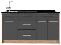 Vicco K&uuml;chenzeile Fame-Line, Anthrazit Hochglanz, 150 cm ohne Arbeitsplatte