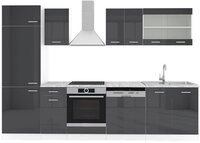 Vicco K&uuml;chenzeile R-Line, Anthrazit Hochglanz/Wei&szlig;, 300 cm, AP Marmor