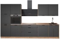 Vicco K&uuml;chenzeile Fame-Line, Dunkelgrau/Goldkraft Eiche, 340 cm, AP Eiche