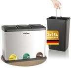 MAXCRAFT Biom&uuml;lleimer M&uuml;lleimer / Treteimer mit 3 Beh&auml;ltern - 54 Liter (3 x...