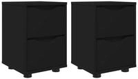 vidaXL Nachttisch, Nachttische 2 pcs Schwarz 30,5 x 30 x 43 cm Holzwerkstoff