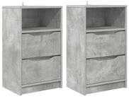 vidaXL Nachttisch, Nachttische 2 pcs Beton Grau 40 x 30 x 467 cm Holzwerkstoff