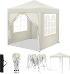 Woltu Faltpavillon, mit 4 Seitenteilen, 2x2 m, mit 4 Seitenw&auml;nden,
