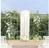 vidaXL Pergola, Hochzeitsbogen 3 pcs Gold Stahl