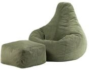 icon Sitzsack Sessel mit R&uuml;ckenlehne aus Cord &bdquo;Dalton&ldquo; mit Hocker...